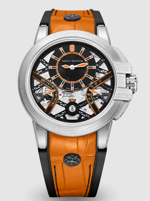 Review Harry Winston Ocean Zalium Variation Orange OCEABI42ZZ003 watch Replica